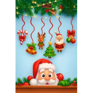 Şekillendirilmiş Noel Figürlü Dekoratif Banner