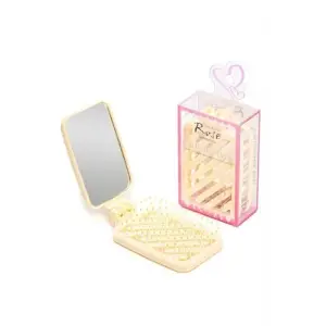 Sevimli Cep Aynalı Katlanabilir Tarak Sarı