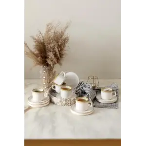 Shizen Krem Stackable Çay Takımı 12 Parça 6 Kişilik Q44