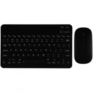 Şık Tasarımlı Bluetooth Kablosuz Klavye ve Mouse Seti | Android, iOS ve Windows Uyumlu | Şarj Edilebilir, Taşınabilir ve Sessiz Tuşlu Set (Siyah)
