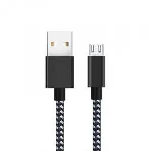 Siyah örgülü Micro USB hızlı şarj kablosu