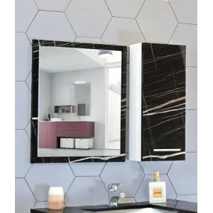 Sonata Siyah Mdf Üst Modül, 80 Cm Aynalı Banyo Dolabı