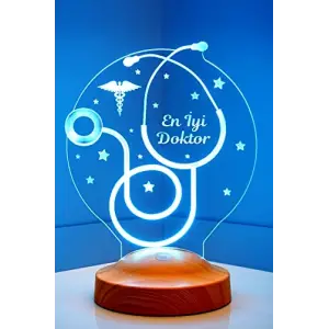 Stetoskop Figürlü 3D LED Lamba, Doktor Hediyesi