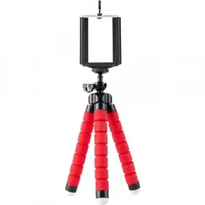 Süngerli, Elastik ve Sabit, Dönebilen Tripod (Kırmızı)