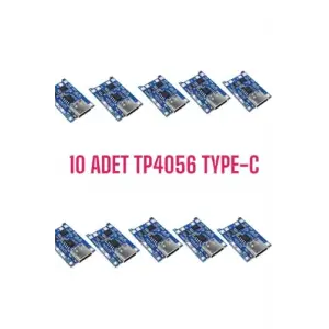 TP4056 Type-C Li-Ion Pil Şarj Modülü, 10lu Set, Rdtype10