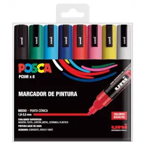 UNI PC 5M Basic Set - 8li Marker Paketi