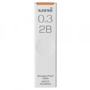 uni Smudge-Proof Leads Refill for Mechanical Pencil | 0.3mm | 2B | 25pcs