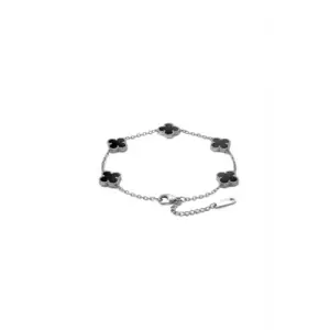 Unisex Minimal Çelik Yonca Bileklik Siyah