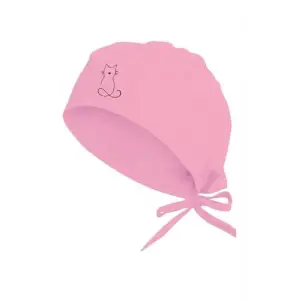 Unisex Pembe Kedi Temalı Hastane Bonesi