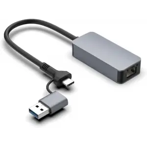 USB Type-C 2.5Gbps Ethernet Adaptörü, 10/100/1000/2500Mbps, Windows ve Mac Uyumlu, RJ45, USB 3.0 ve Type-C, Harici Güç Gerektirmez, ZR1144