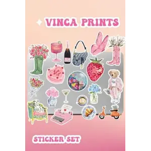 Vinca Pembe Etiket Macbook Notebook Tablet Telefon Ajanda Laptop Defter Sticker Seti