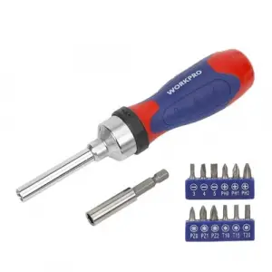 WP200524 14 Parça Profesyonel CR-V Cırcırlı Bits Tornavida Seti