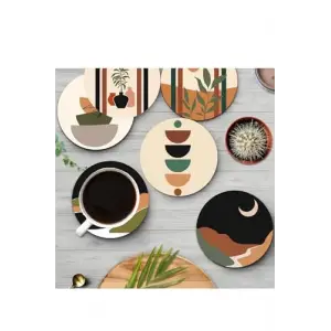 ZenBoho Mdf Bardak Altlığı, 6lı Set, Brd-015