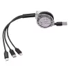 0260 Usb To Type-C Micro Usb Lightning Çoklu Şarj Kablosu Universal Makaralı 3ü 1 Arada