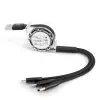 0260 Usb To Type-C Micro Usb Lightning Çoklu Şarj Kablosu Universal Makaralı 3ü 1 Arada