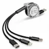 0260 Usb To Type-C Micro Usb Lightning Çoklu Şarj Kablosu Universal Makaralı 3ü 1 Arada