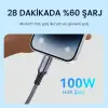 100W 5A E-Mark Çipli PD Type-C to Type-C Hızlı Şarj ve Data Kablosu 1.2 Metre
