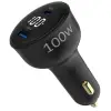 100W LED Ekranlı Type-C + USB-A Araç Şarj Aleti, iPhone, Android ve Notebook Uyumlu