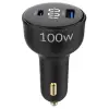 100W LED Ekranlı Type-C + USB-A Araç Şarj Aleti, iPhone, Android ve Notebook Uyumlu