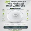 18W Beyaz LED Tavan Lambası, 360 Derece Hareket Sensörü ve Acil Kit
