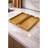2 Adet Bambu Modern Tasarım Servis Tepsi Seti