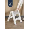 2 Katlı Katlanır Merdiven Tabure, Kaydırmaz Tabanlı, 200 kg Kapasiteli (BEYAZ)