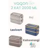 2000 ML, 2 Kat Paslanmaz Çelik Çorba Kaseli Bento Beslenme Kutusu, FFLBOX01029
