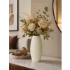 23 cm Oval Dekoratif Seramik Krem Vazo