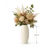 23 cm Oval Dekoratif Seramik Krem Vazo