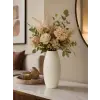 23 cm Oval Dekoratif Seramik Krem Vazo
