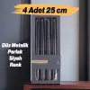 25 cm parlak siyah şamdan mumları, 4lü set, fitilli