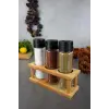 3lü Ahşap Standlı Baharatlık Seti