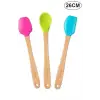 3lü Renkli Bambu Saplı, Silikon Uçlu Spatula Kaşık Seti