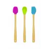 3lü Renkli Bambu Saplı, Silikon Uçlu Spatula Kaşık Seti