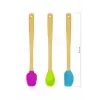 3lü Renkli Bambu Saplı, Silikon Uçlu Spatula Kaşık Seti