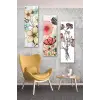 3 Parça Çizim Çiçekler Desenli MDF Duvar Tablosu