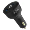 30W LED Ekranlı Type-C + USB-A Araç Şarj Aleti, iPhone, Android ve Tablet Uyumlu