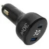 30W LED Ekranlı Type-C + USB-A Araç Şarj Aleti, iPhone, Android ve Tablet Uyumlu