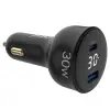 30W LED Ekranlı Type-C + USB-A Araç Şarj Aleti, iPhone, Android ve Tablet Uyumlu