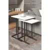 3100B Model 2li Beyaz Zigon ve Yan Sehpa