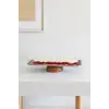 33 cm Çelik Servis Tepsisi, Ahşap Ayaklı