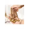 4 Parça Bambu Saplı Ölçü Kaşığı Seti, Gold Renk, Paslanmaz Çelik