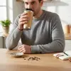 450 ml bambu kaplama tabanlı çelik termos bardak, gümüş renk