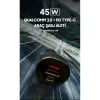 45W Qualcomm 3.0 + Type-C PD Araç Şarj Aleti, Beyaz