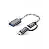 4901 USB 3.0 OTG To Type-C Micro USB Data Şarj Çevirici Dönüştürücü Adaptör