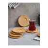 6 Adet Yuvarlak Bambu Çay Tabağı, Bardak Altlığı, Fincan Tabağı BAMBU