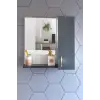 60 Cm Antrasit Mdf Üst Modül, Aynalı Banyo Dolabı