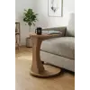 6099 meşe tekerlekli C tipi yan sehpa