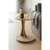 6099 meşe tekerlekli C tipi yan sehpa