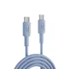 60W USB Type-C to Type-C Silikon Hızlı Şarj ve Data Kablosu Mavi 1 Metre